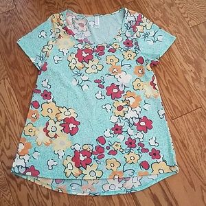 Lularoe floral hidden mickey head classic T size M